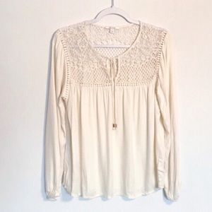 Anthropologie | Ella Moss cream lace blouse size S